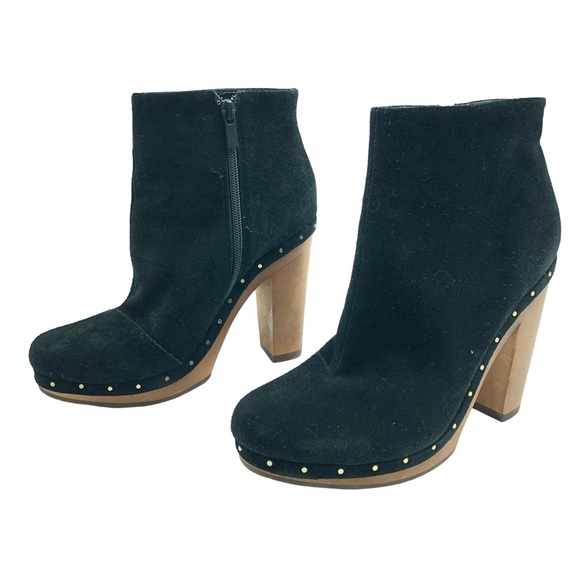 Joie Shoes - JOIE Women's Black Suede Dewitt Platform Clog Booties Size 37.5